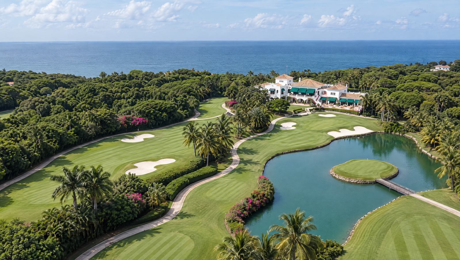 Golf course with lake